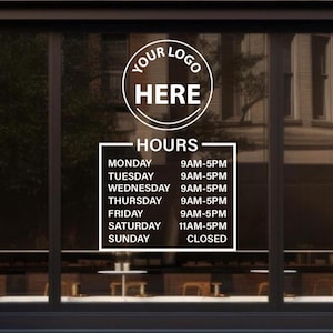 Custom Business Window Hours Decal, Storefront Vinyl Sign, Personalized Business Sign, Business Hours Sticker, Shop Opening Hours Decal