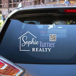 Custom Realtor Car Decal, Real Estate Agent Car Sticker, Personalized Realtor Window Decal with QR Code, Real Estate Marketing Vinyl Sticker