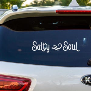 Salty Soul Car Decal, Beach Lover Sticker, Ocean Vibes Vinyl Decal, Coastal Car Window Sticker, Surfer Truck Decal, Beach Life Sticker
