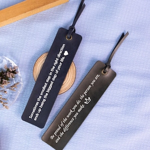 Personalized Leather Bookmark with Quote, Custom Bookmark for Him or Her, Gift for Reader, Book Lover Gift, Engraved Leather Bookmark