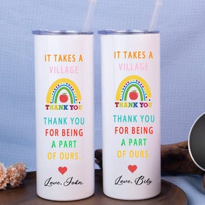 Custom Thank You Tumbler – 20oz Skinny Stainless Cup with Logo – Personalized Employee Gift, Team Appreciation, Volunteer Present