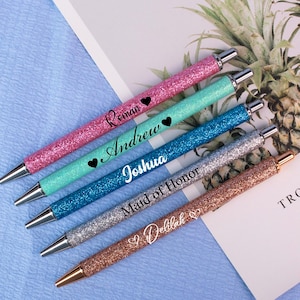 Custom Name Sparkle Pen– Personalized Glitter Pen for Bridesmaid Proposal, Birthday Gift, Teacher Appreciation, Party Favor, Cute Stationery
