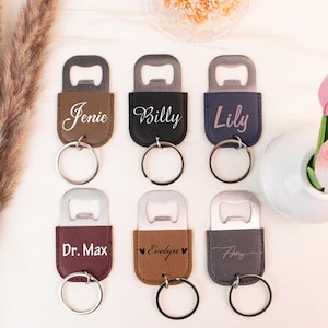 Personalized Leather Bottle Opener Keychain: Custom Groomsmen Gift