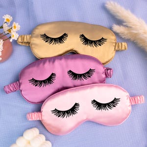 Cute Satin Eye Mask for Girls Sleepover – Closed Eye Design Sleep Mask for Pajama Party, Spa Night or BFF Gift – Fun Sleep Mask for Her