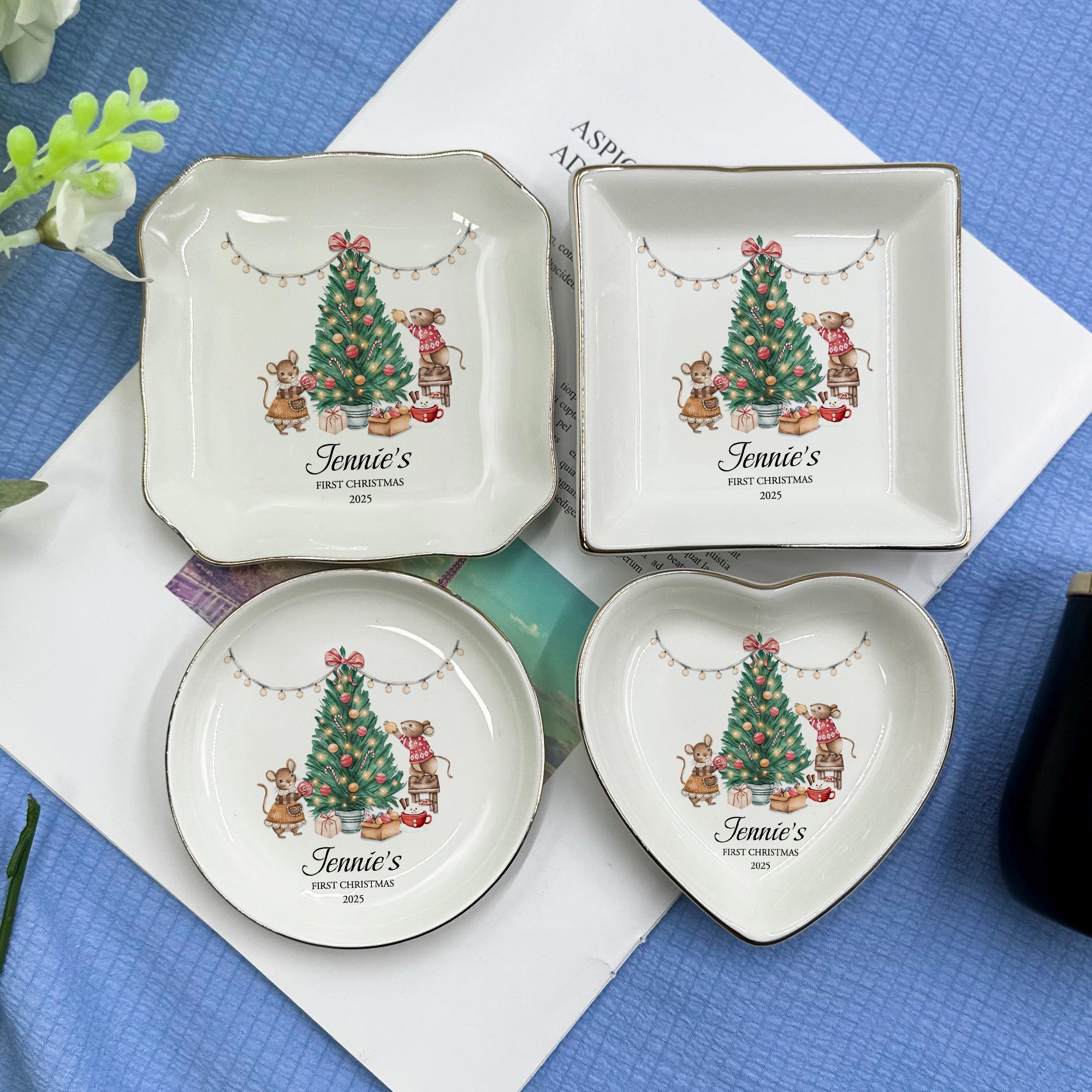 Personalized Baby's First Christmas Gift – Custom Name Ring Dish – Newborn Keepsake – Holiday Ornament 2025 – Christmas Trinket Dish
