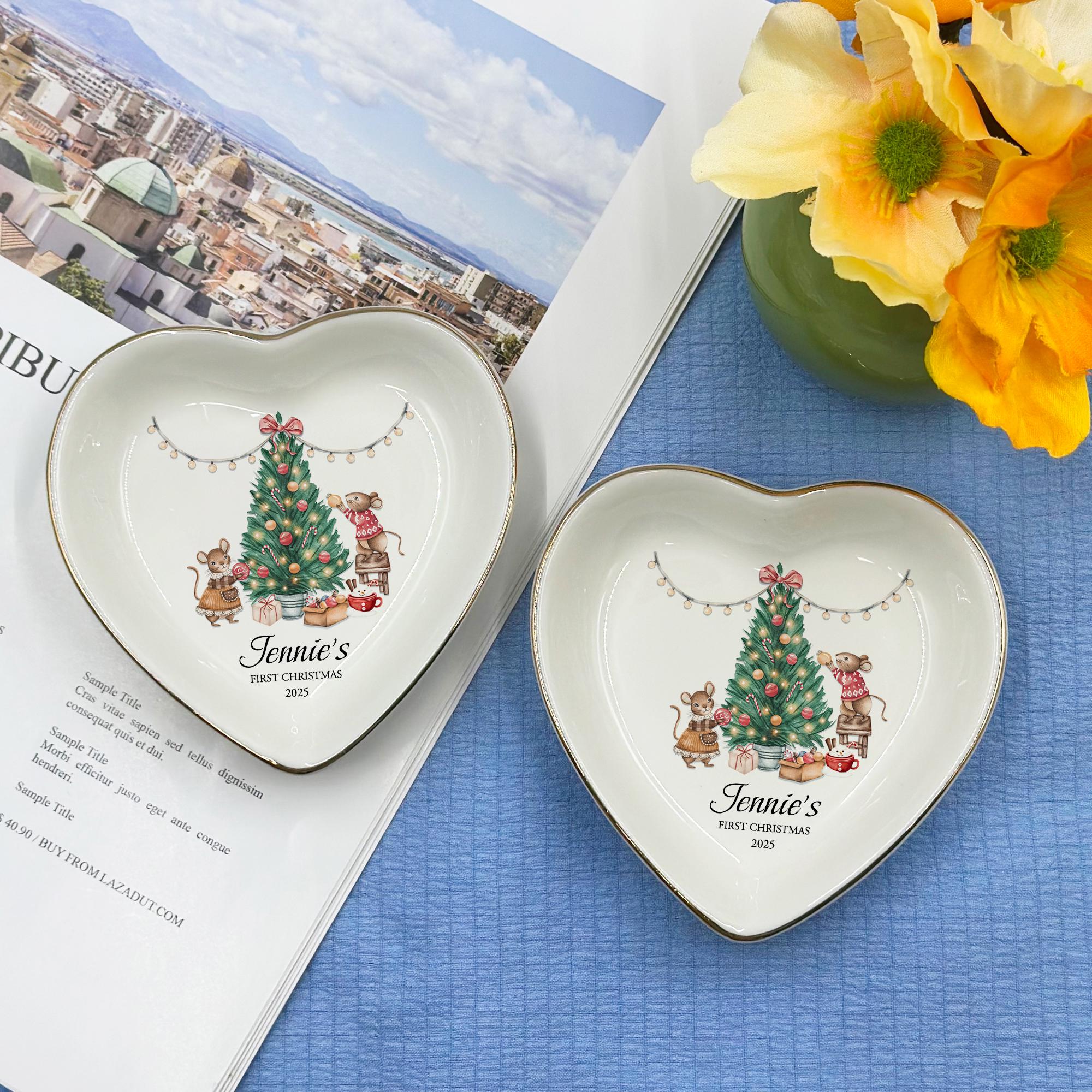 Personalized Baby's First Christmas Gift – Custom Name Ring Dish – Newborn Keepsake – Holiday Ornament 2025 – Christmas Trinket Dish