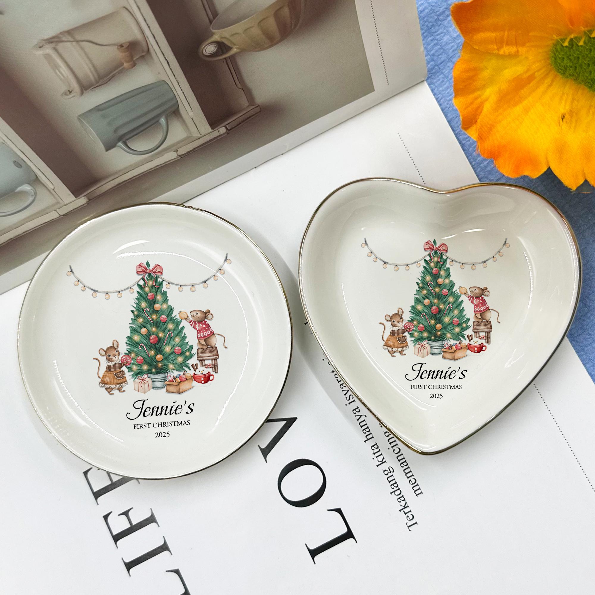 Personalized Baby's First Christmas Gift – Custom Name Ring Dish – Newborn Keepsake – Holiday Ornament 2025 – Christmas Trinket Dish