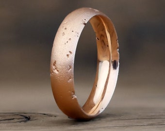 Recycled 9ct Red Gold Sandcast Ring - 5mm Court Wedding Rings