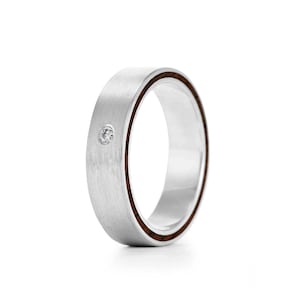 Ferrule Thin Diamond - Wood Ring UK - Handmade Wedding Ring