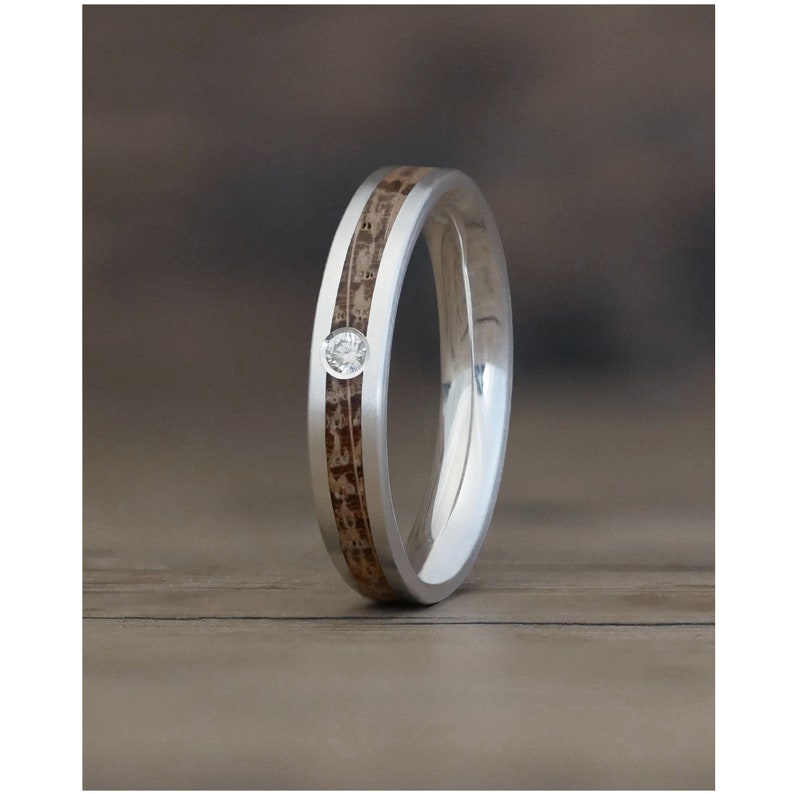 Native Diamond Wood Engagement Ring UK image 1