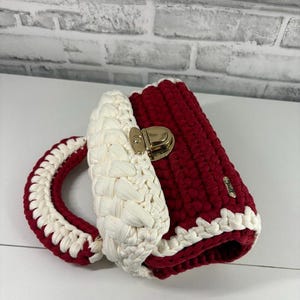 Red & White Crochet Bag, Red Bag, Crochet Bag