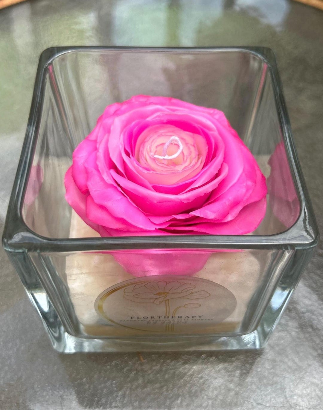 Glass Container With Roses Scented Rose Candle in a Glass Container- Hot Pink - Etsy