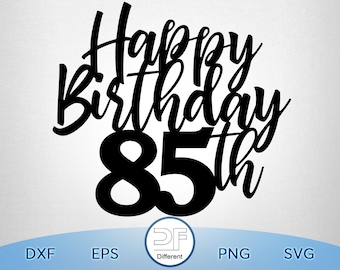 85th Birthday Cake Topper SVG: Happy 85th Design (Digital Download)