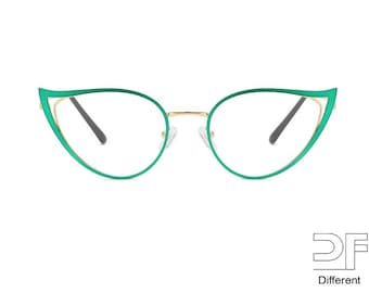 Cat Eye Blue Light Blocking Glasses: Metal Frame, Multiple Colors, Cut-out Design Eyeglass Frame