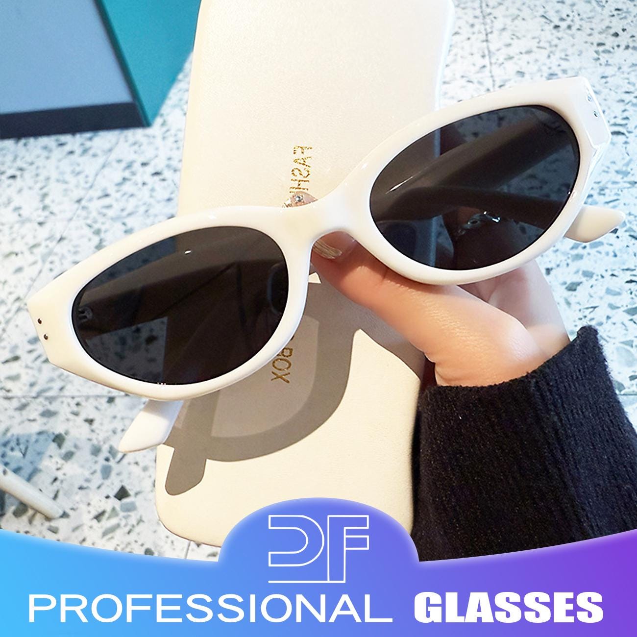 Retro Rectangular Polarized Sunglasses, Thick Frame, UV400 