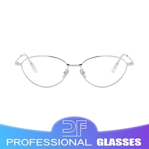 Retro Oval Blaulicht Brille: Silberner Rahmen im koreanischen Stil
