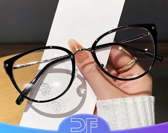 Gafas de sol estilo ojo de gato con estilo: gafas pequeñas con filtro de luz azul, gafas de trabajo, gafas de lectura para mujer, gafas informales y para vacaciones.