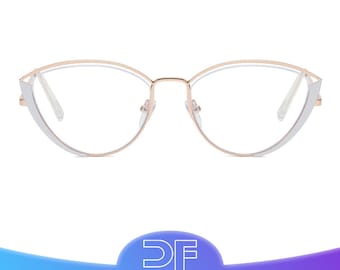 Hollow Cat-Eye Blue Light Glasses: Metal Openwork Frame