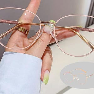 Oversized cat-eye glasses frames, Blue light glasse for women,Blue light blocking glasses, Cat&#39;s eye stylish metal frames, Fashion glasses
