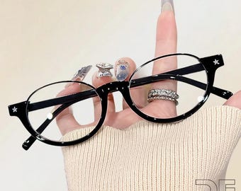 Retro Halbrahmen-Blaulichtbrille: Hohe Nasenrückenpasse