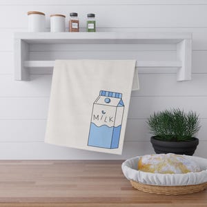 Milk Carton Tea Towels - Whimsical Cotton Kitchen Decor, Fun Gift for Home Cooks, Farmhouse Style Kitchen, Housewarming, Culinary Gift