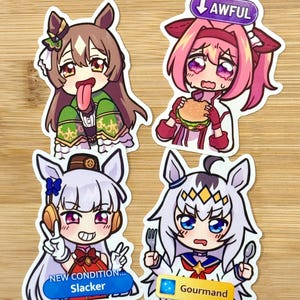 Assorted Umamusume Vinyl-Aufkleber Wetterfest |  Haru Urara, Oguri Cap, Freaky Satono Diamant, Gold Ship