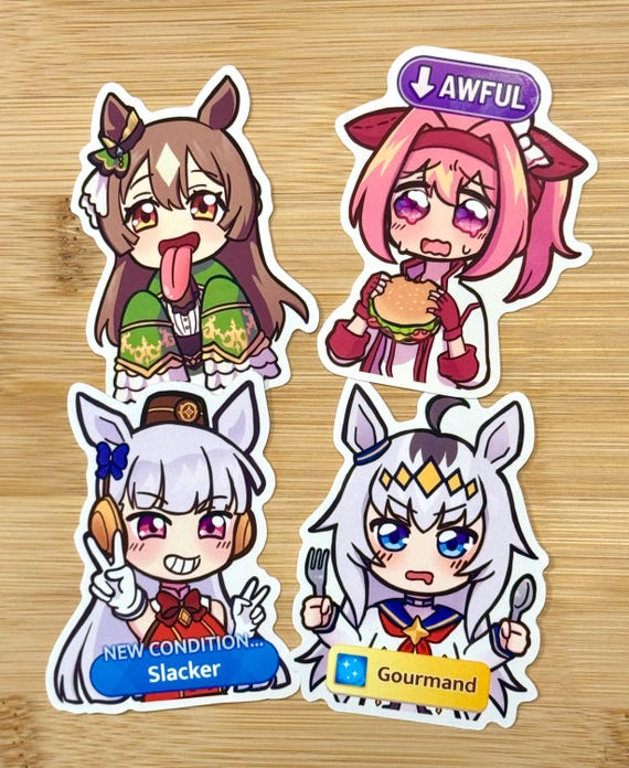 Assorted Umamusume Vinyl Sticker Weatherproof |  Haru Urara, Oguri Cap, Freaky Satono Diamond, Gold Ship