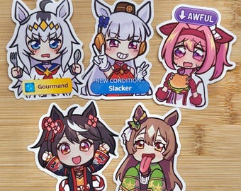 Assorted Umamusume Vinyl Sticker Weatherproof |  Haru Urara, Oguri Cap, Freaky Satono Diamond, Gold Ship