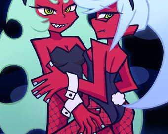 Scanty and Kneesocks Playboy Bunny Art Print 5x6&quot;