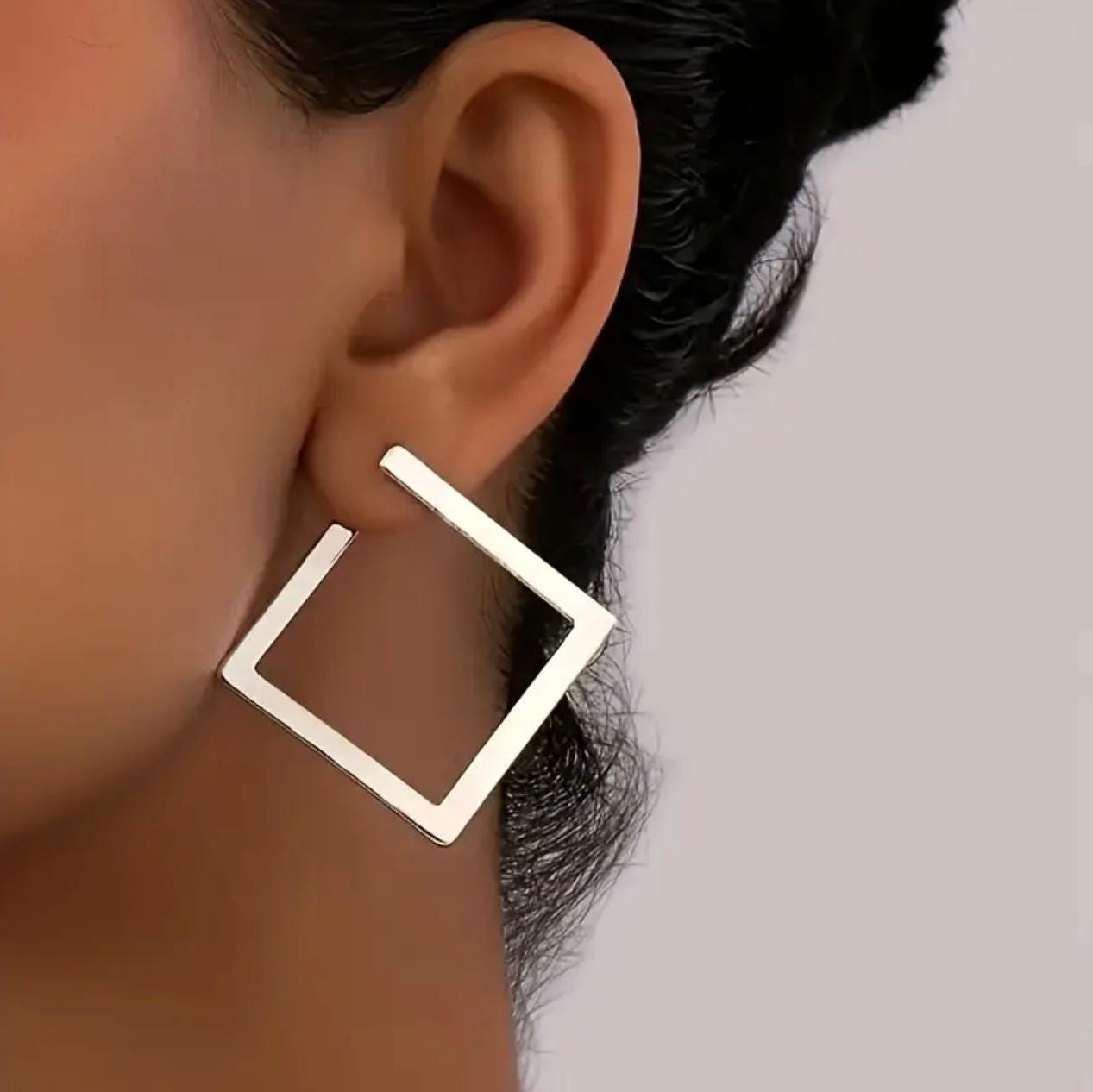 Orecchini Quadrati Donna, Minimal Ed Eleganti, Leggeri In Resina, Gioiello Regalo Per Fidanzata