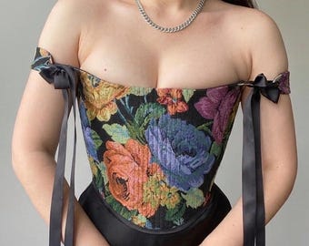 Überbrust Top, Florales Korsett, Renaissance Mieder ( XS-XL)