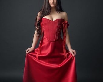 Handmade Satin Overbust Corset: Custom Renaissance Bustier