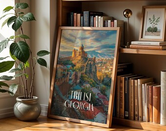 Tbilisi Georgia Cityscape Print: Narikala Fortress Travel Poster (Digital Download