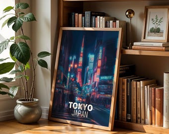 Tokyo Shibuya Neon Cityscape Print: Vibrant Japan Wall Art (Digital Download)