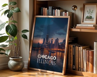 Chicago Skyline Print: Vibrant Lake Michigan Wall Art (Digital Download)