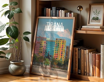 Tirana Albania Cityscape Print: Skanderbeg Square Wall Art (Digital Download)