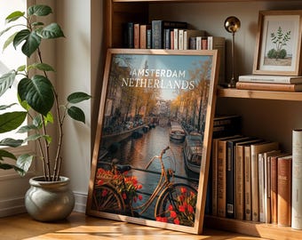 Amsterdam Canal Bridge Print: Vibrant Netherlands Cityscape (Digital Download)