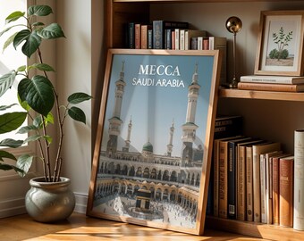 Mecca Grand Mosque Print: Vibrant Saudi Arabia Cityscape (Digital Download)