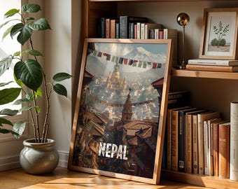 Kathmandu Nepal Temple Print: Vibrant Mountain Wall Art (Digital Download