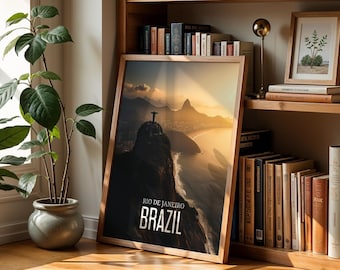 Rio de Janeiro Print: Christ the Redeemer, Brazil Harbor (Digital Download)