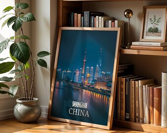 Shanghai Skyline Print: Vibrant China Bund Wall Art (Digital Download)