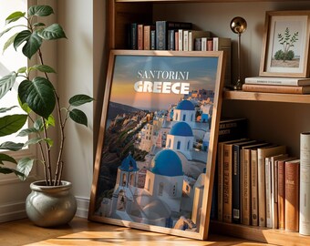 Santorini Greece Cityscape Print: Oia Caldera Wall Art (Digital Download)