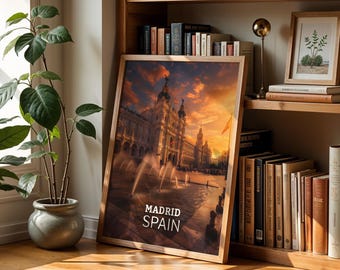 Madrid Royal Palace Cityscape Print: Vibrant Spain Wall Art (Digital Download