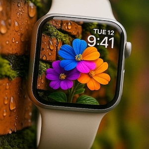 Quadrante Apple Watch Boho Glow Floral / 4 sfondi arcobaleno della natura / Download immediato / Fiori fantasy