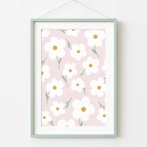 Floral Nursery Decor, Cottagecore Kids Room Decor, Daisy Patter Wall Art, Flower Wall Art for Girls, Whimsical Kids Decor, Vintage Daisy Art