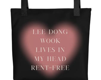 Lee Dong Wook Tote Bag • Black Pink Heart K-Drama Tote • Korean Actor Fan Gift • Cute Reusable Shoulder Bag