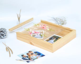 Engraved Wooden Wedding Keepsake Box | Acrylic Glass Photo & Memory Storage