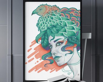 Phoenix Rising Wall Art Canvas Print | Eco-Friendly Home Decor | Femme on Fire Original | Gallery Style | 3 Frame Colors