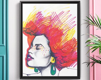 Freckles Wall Art Home Decor | Bold Feminist | Eco-Friendly | Femme on Fire Original | Gallery Style | 3 Frame Colors