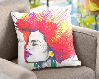 FRECKLES Art Faux Suede Pillow & Pillowcase, Boho Home Decor, Unique Gift for Her, Modern Cushion, Artistic Throw Pillow